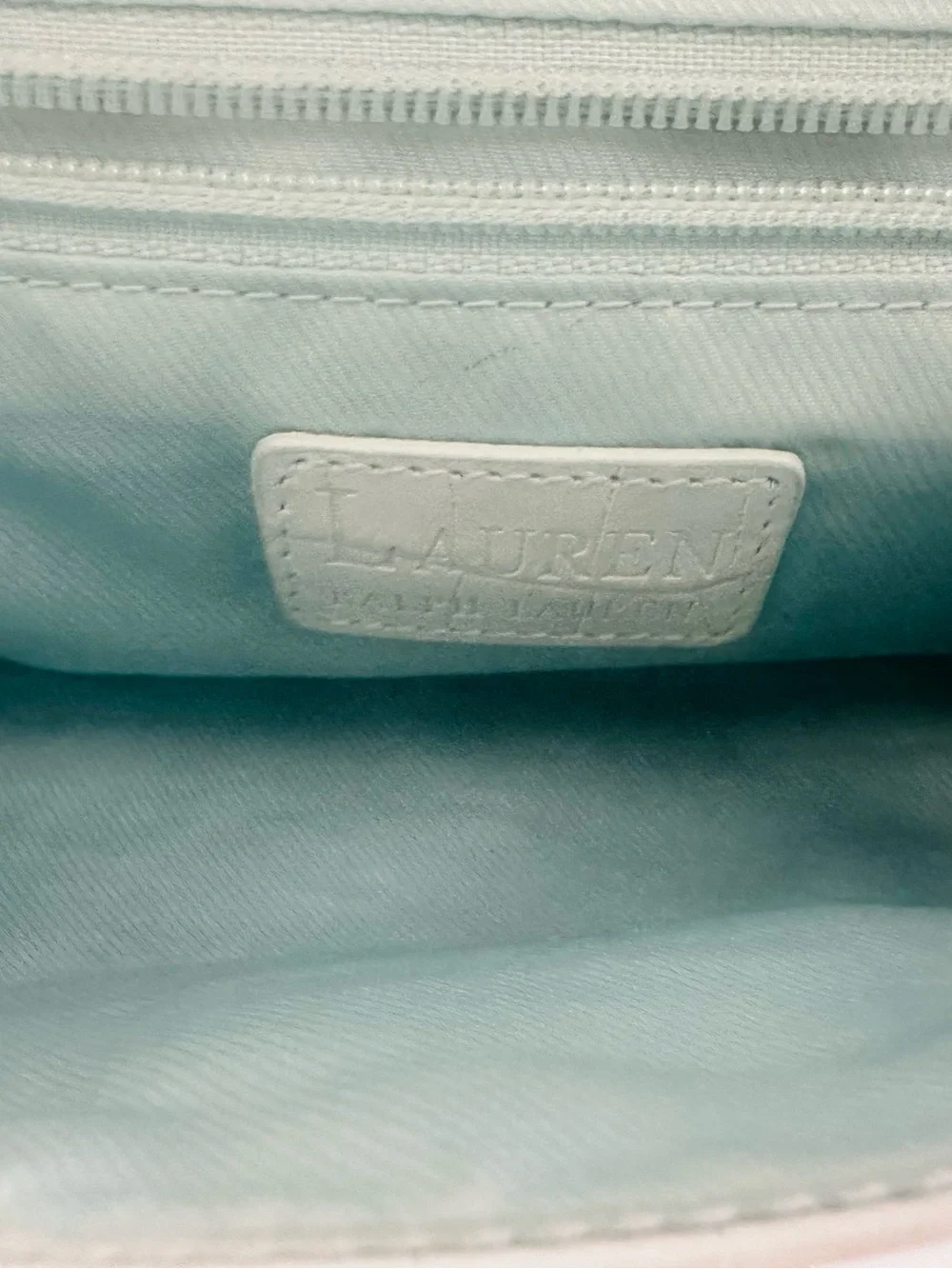 Lauren Ralph Lauren Light Blue Croc-Embossed Clutch with Gold Hardware
